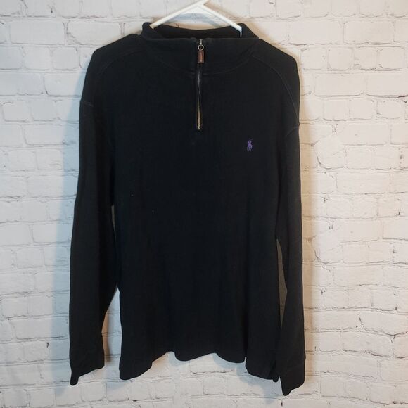 Men's Polo by Ralph Lauren Black Zip-Up Sweater, Size Large - Picture 1 of 4